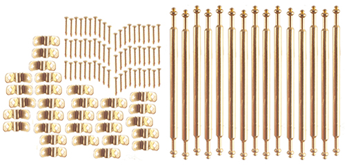 Stair Rod Set, 15 Rods, Brass